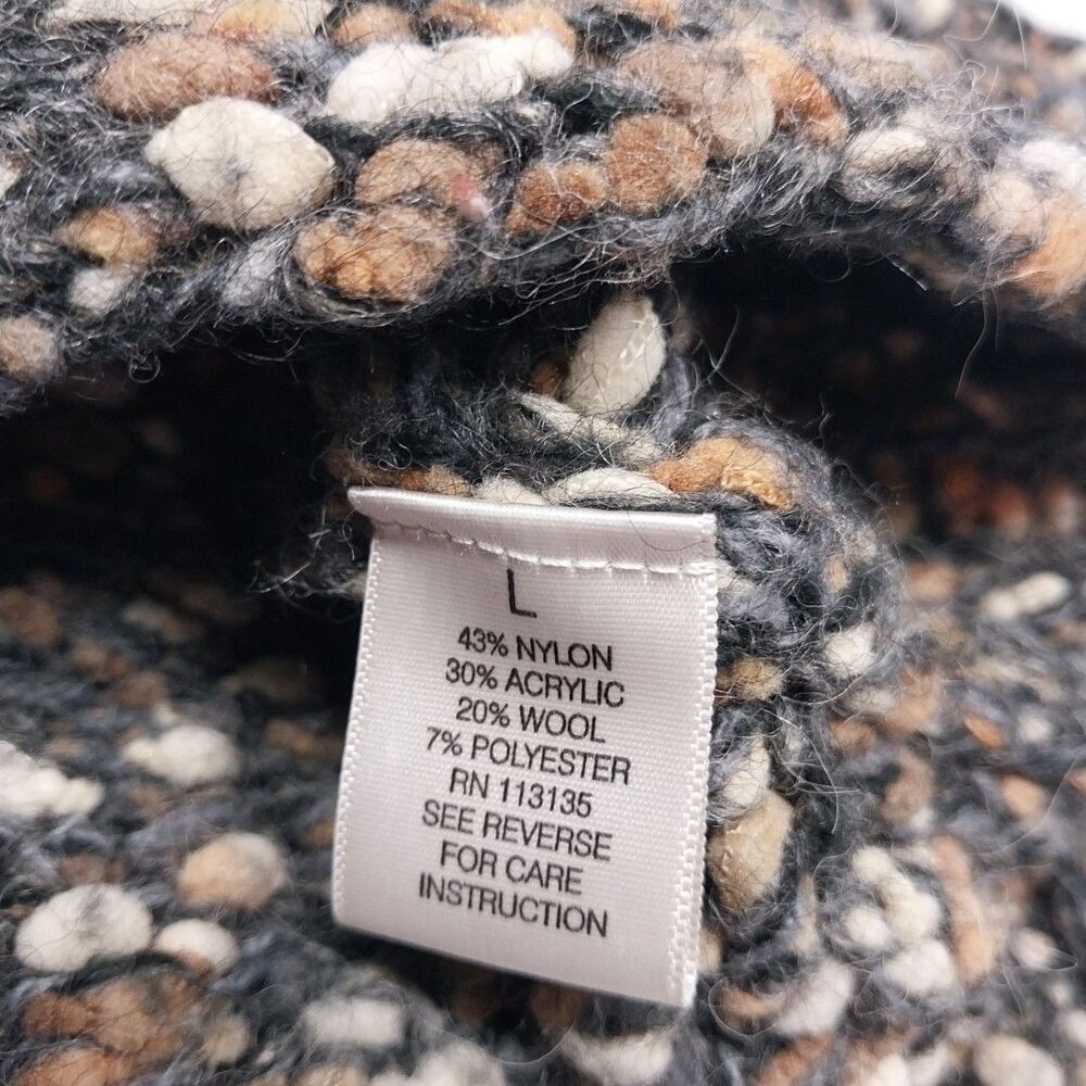 Leo & Nicole Chunky Bouclé Knit Cardigan Sweater Size L Wool Blend One Button - Picture 7 of 8